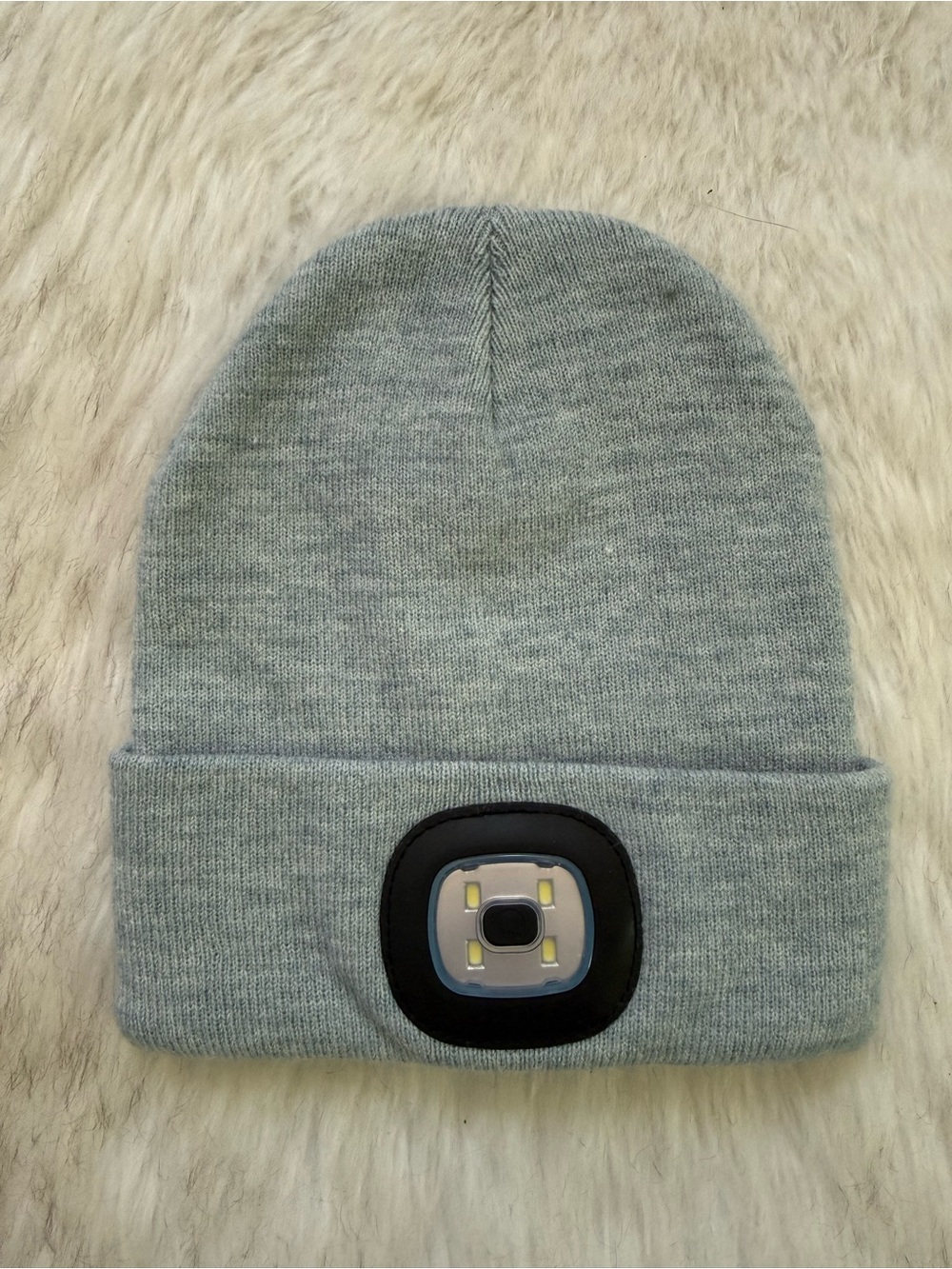 Gray LED Knit Beanie with Front Light